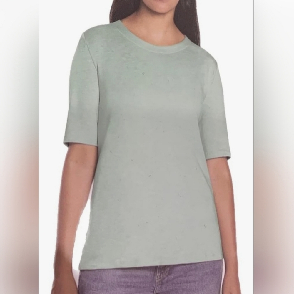 Orvis Women's Scoop Neck Pima Cotton Short Sleeve Top Green Small